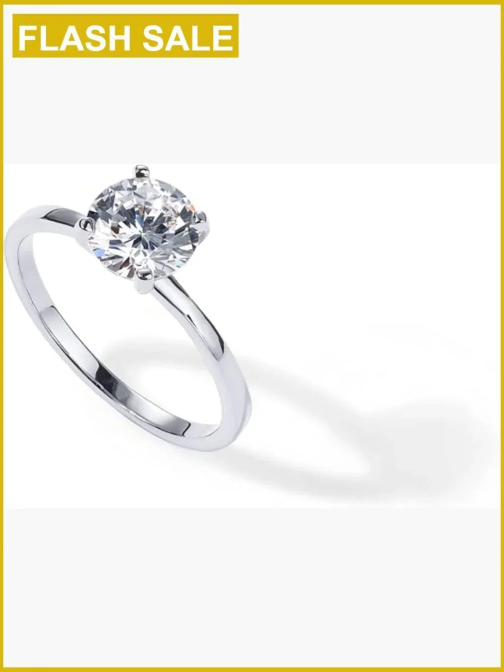 1.5 CT Round Solitaire Moissanite Engagement Ring 14K Gold Plated Cubic Zirconia